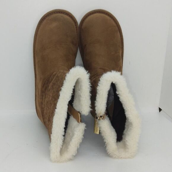 Michael Kors Girls Pre-owned Brown Suede Zip-up Booties - sz. 1 - Picture 3 of 6